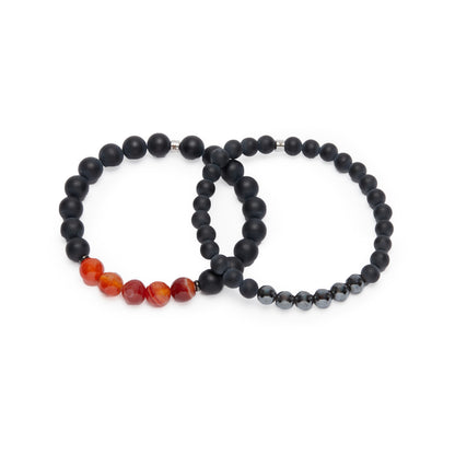 Double Bracelet "Ancrage & Equilibre" en Agate et Hématite - Karma Yoga Shop