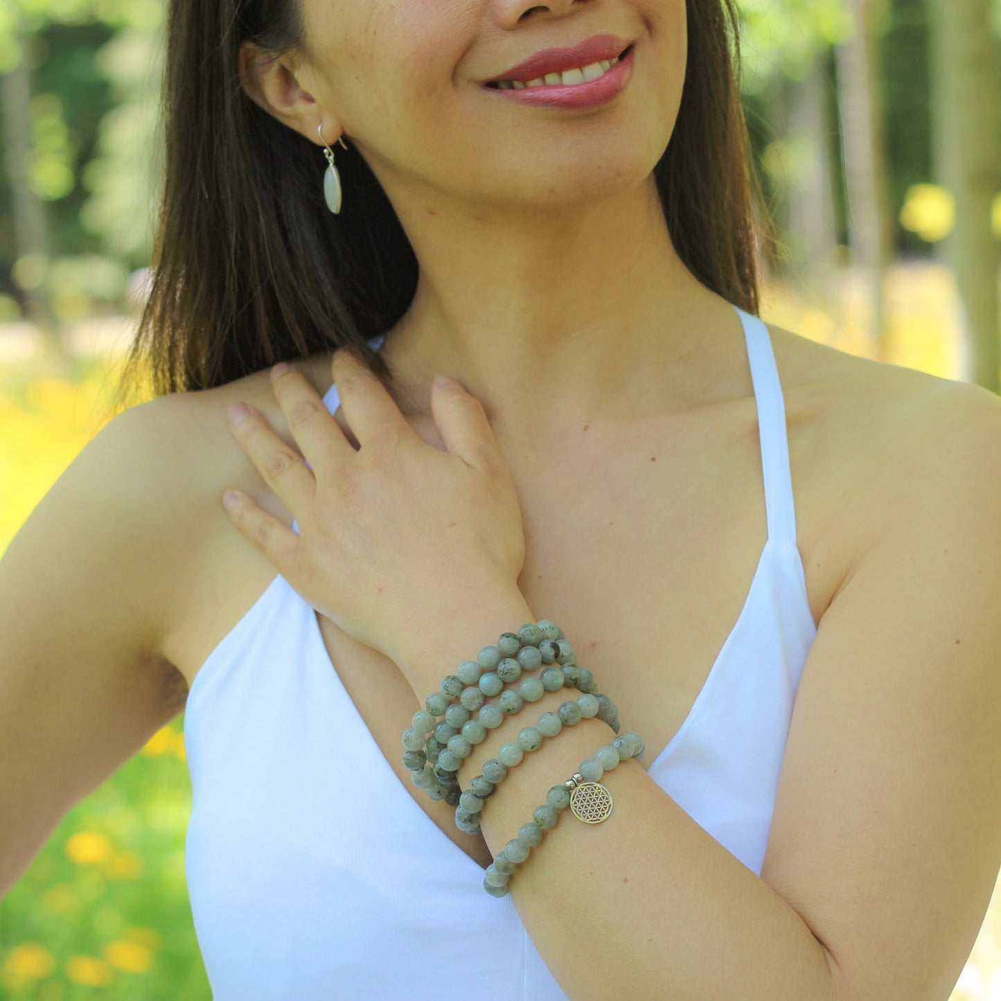 Bracelet Mala "Miroir Émotionnel" en Labradorite - Karma Yoga Shop