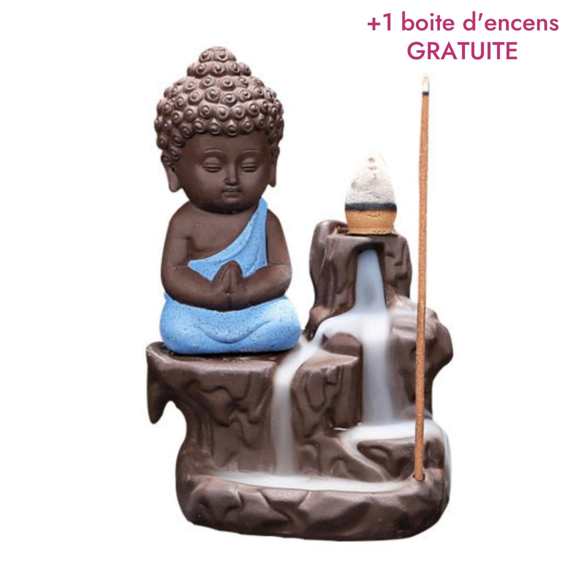 Brûleur d'encens en céramique "Bouddha Assis" Bleu - Karma Yoga Shop
