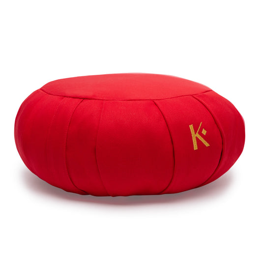 Zafu rond rouge (coton / kapok) - Karma Yoga Shop